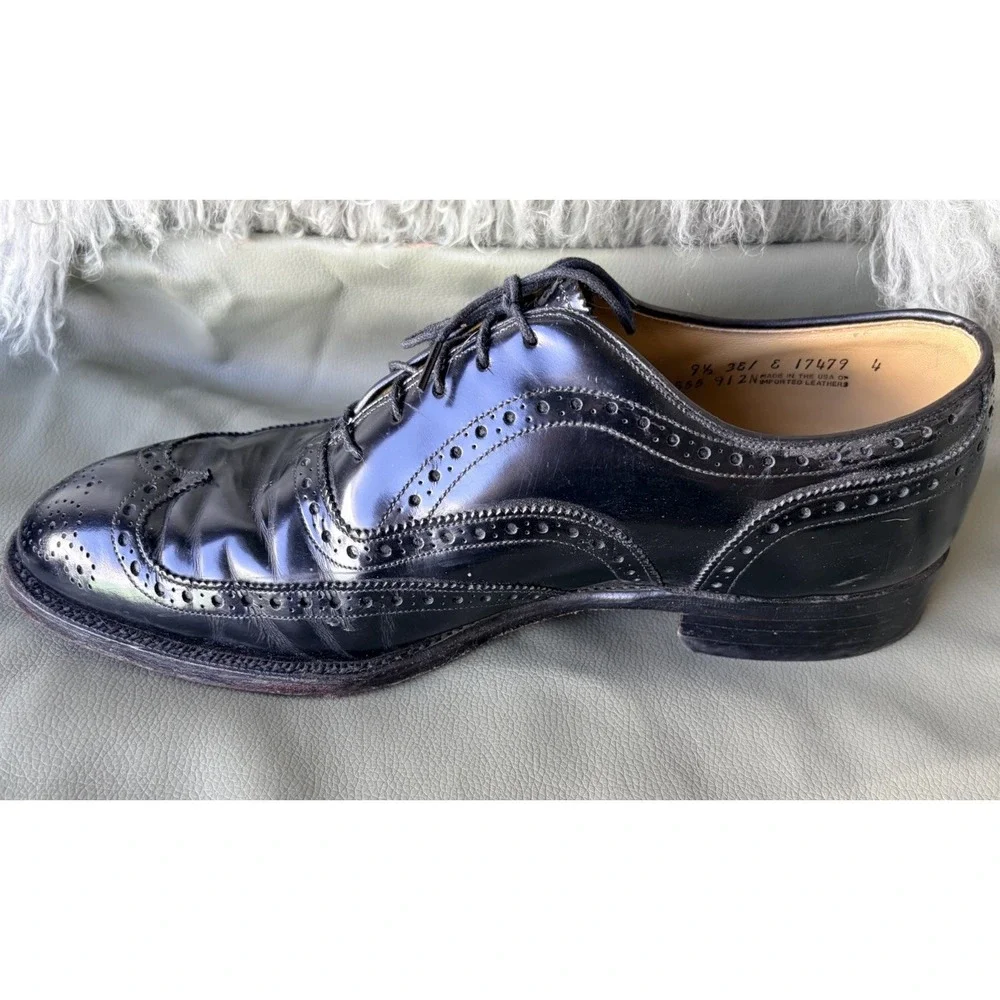 Vin.90's Johnston Murphy Aristocraft Black Lthr Wingtip Greenwich Oxford 9.5 EEE